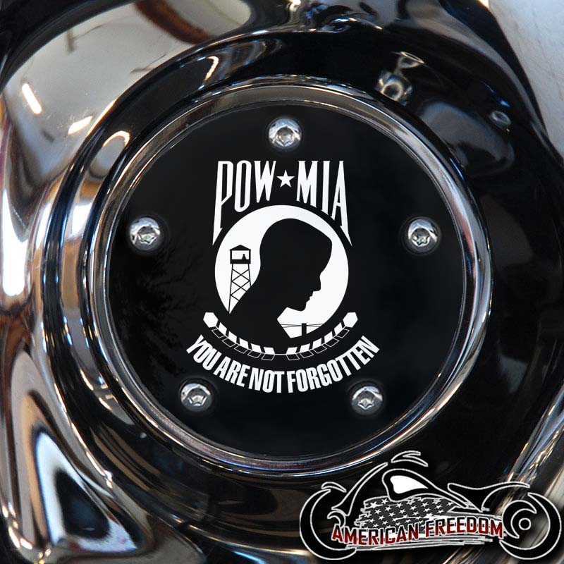 Custom Timing Cover - Pow Mia Flag (B&W) - Click Image to Close